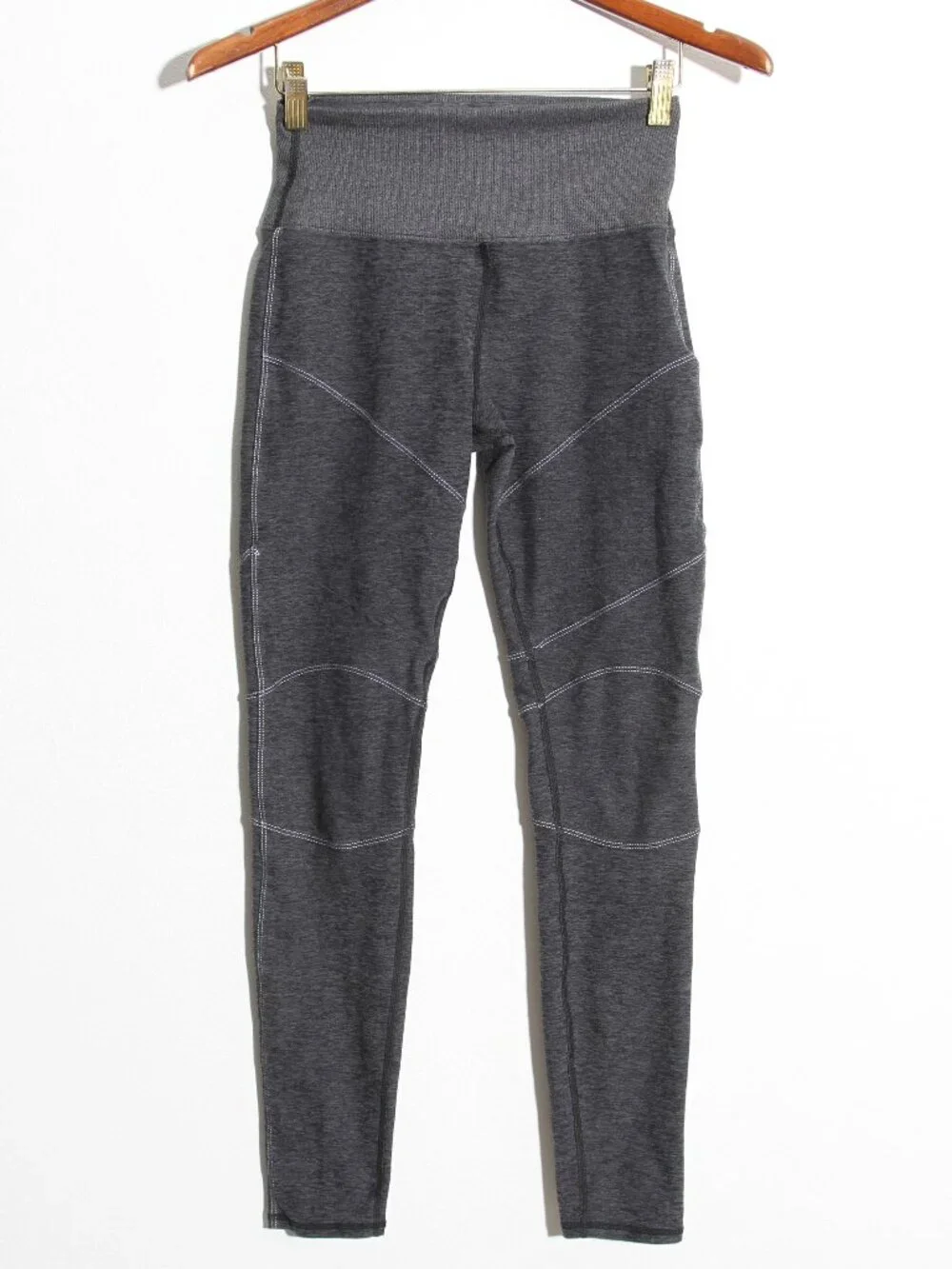 ALO Yoga High-Waist Alosoft Revel Legging Dark Grey Heather Ribbed Size Small